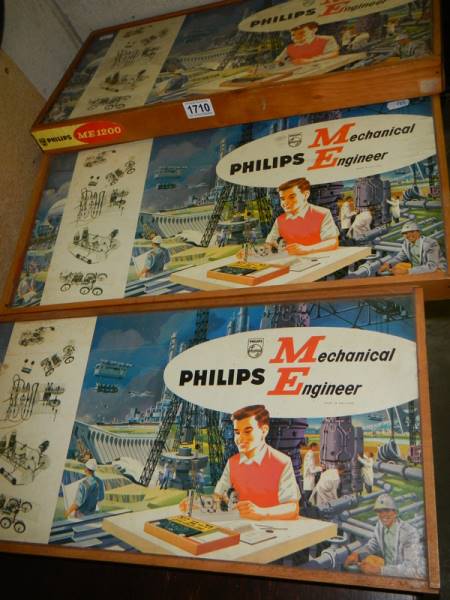 Three vintage Philips Mechanical Engineer ME1200 incomplete sets.