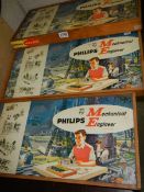 Three vintage Philips Mechanical Engineer ME1200 incomplete sets.