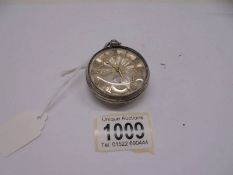 A silver chain driven pocket watch in working order.