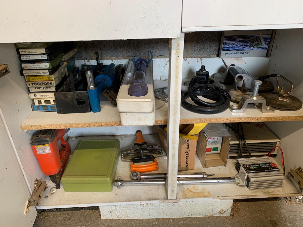 1 cupboard of torque wrenches, nail gun, pop riveters, engraving tools, etc. Collect Only.