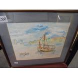 A framed and glazed watercolour entitled 'Palma Nova, Majorca' signed A Mellor, March 1985.