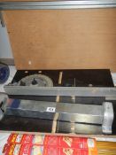 A cutting saw bench attachment for angle measuring.