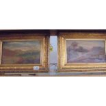 A pair of gilt framed oil on board rural scenes.