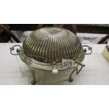 A large silver plate 'breakfast' tureen.