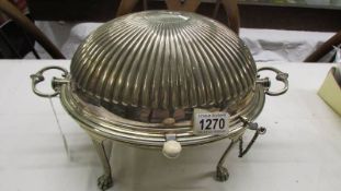 A large silver plate 'breakfast' tureen.