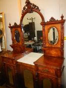 A Victorian mahogany inlaid mirror back chiffioniere with marble top. COLLECT ONLY.