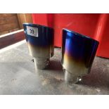 2 Titanium effect car exhaust tail pipe trims, to fit approximately 1.5"/2" pipe. Collect Only.