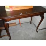 An Edwardian oak fold over tea/card table on Queen Anne legs, COLLECT ONLY.