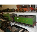 A 3.5" gauge Great Northern LNER liver steam locomotive with tender.