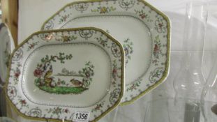 A large Copeland 'Chelsea' pattern meat platter and a smaller example.
