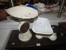 Two sets of old kitchen scales. COLLECT ONLY.