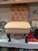 A Green Drayton, deep buttoned, bedroom chair COLLECT ONLY