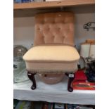 A Green Drayton, deep buttoned, bedroom chair COLLECT ONLY