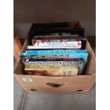 A box of books on historical locations including Britain, Taj Mahal, Antiques etc.