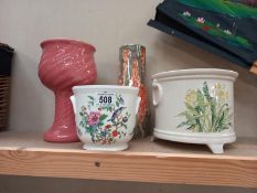 A Sylvac vase, a west German planter, Aynsley planter and 1 other. Collect Only.