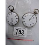 Two ladies silver fob watches, not working.