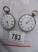 Two ladies silver fob watches, not working.