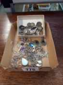 A mixed lot of silver jewellery and coins etc.,