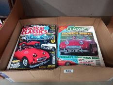 A quantity of classic car magazines, mostly featuring Austin Healey's.