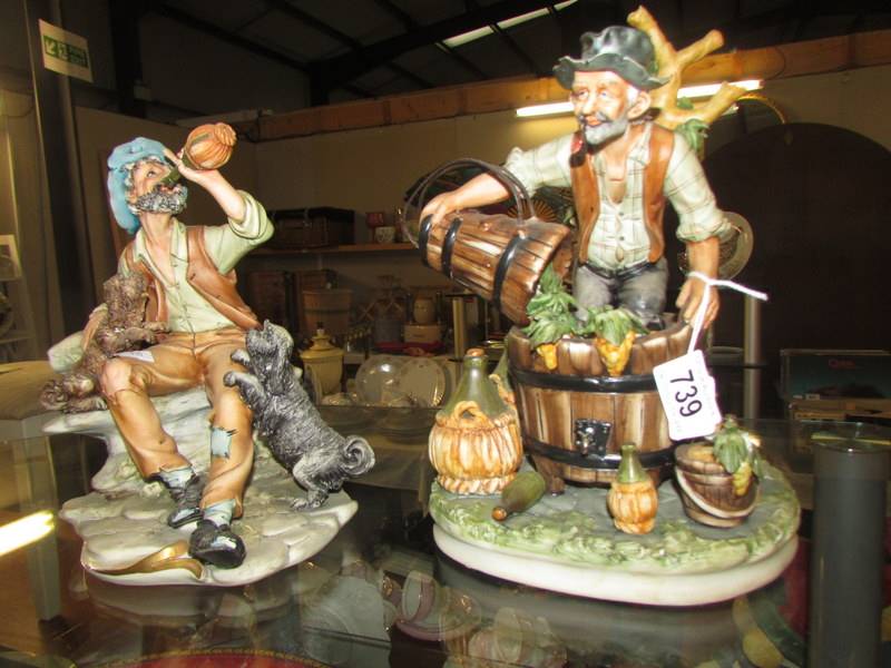 Two Capo di monte style tramp figures, COLLECT ONLY.