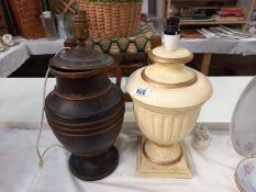 2 lamp bases, 1 converted from an urn, Collect only