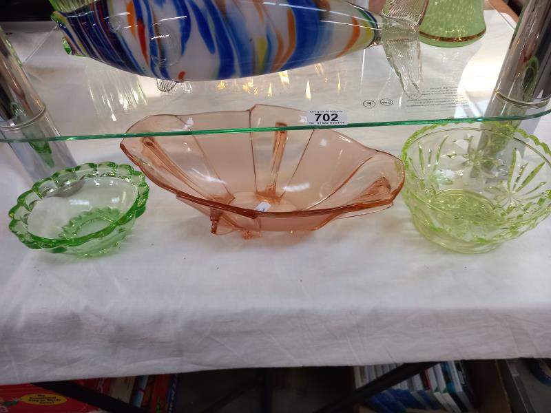 A coloured glass fish & a quantity of art deco glass bowls etc. - Image 3 of 3