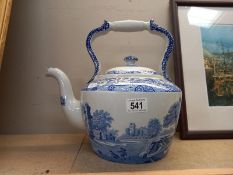 A large Spode, Italian, blue and white teapot. Height 31.5cm.