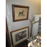 Two framed and glazed prints of Greyhounds, 49 x 62 cm and 37 x 46 cm. COLLECT ONLY.