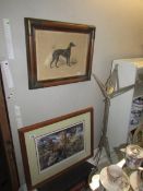 Two framed and glazed prints of Greyhounds, 49 x 62 cm and 37 x 46 cm. COLLECT ONLY.