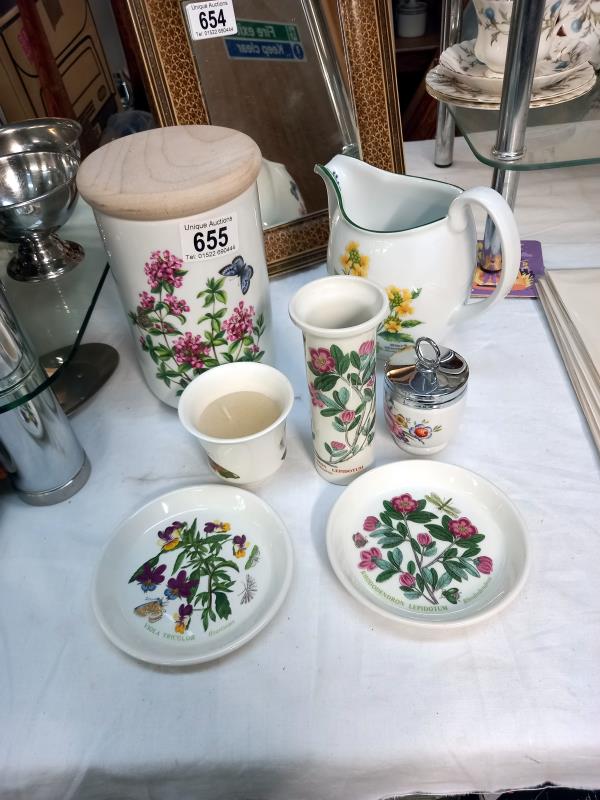 A Royal Worcester herbs jug and storage jar. Portmeirion and Botanical gardens.