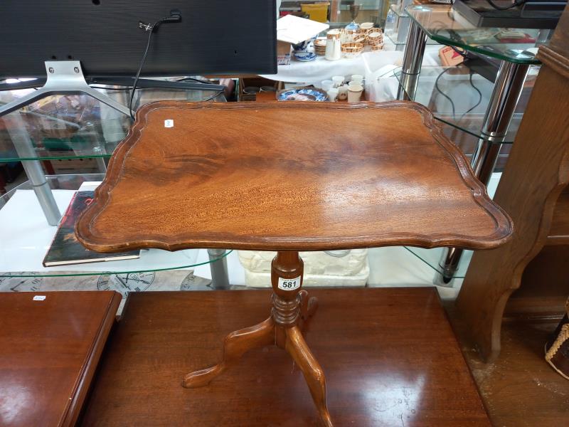 A vintage mahogany tea table with tripod base. - Image 2 of 2