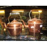 Two copper kettles.