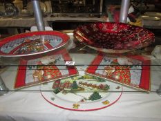 Five large Chrismas serving platters, COLLECT ONLY.