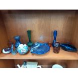 A selection of art glass, including Swan dish, Owl paperweight, etc.