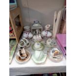 A selection of china cups and saucers.