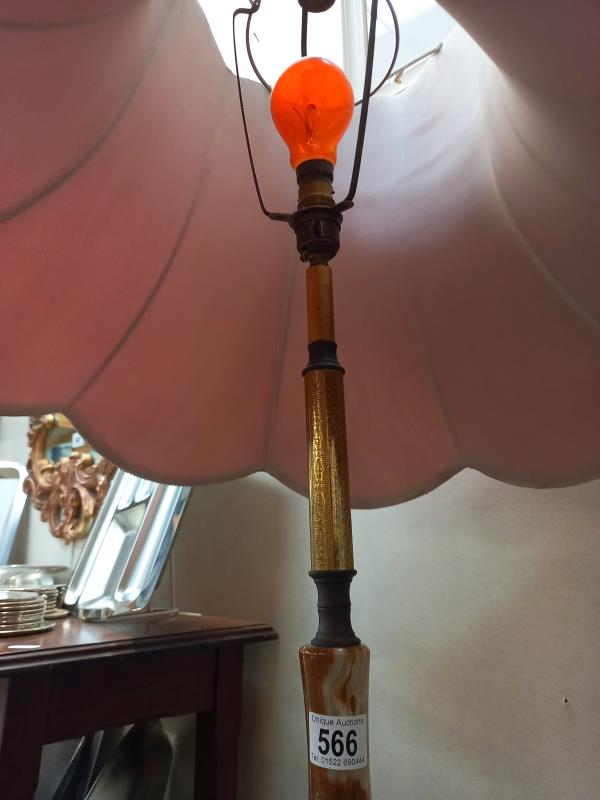 A vintage onyx and brass floor standing standard lamp. - Image 3 of 4