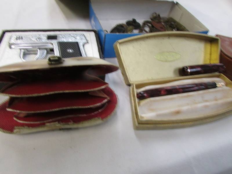 A mixed lot including pistol lighter, fountain pen, badges, buttons etc., - Image 4 of 4