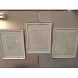 Eric Gill (1882-1940). 3 Female nudes life drawings/prints/plates, glazed, published by Hague &
