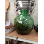 A vintage Viresa green glass terrarium carboy. Height 36cm, Diameter 32cm approximately.