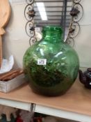 A vintage Viresa green glass terrarium carboy. Height 36cm, Diameter 32cm approximately.