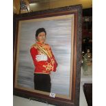 A framed oil on canvas portrait of Michael Jackson signed E Cunnington.