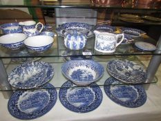 A mixed lot of blue and white ceramics. COLLECT ONLY.