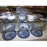 A mixed lot of blue and white ceramics. COLLECT ONLY.