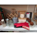 A quantity of kitchen storage equipment including bottle rack. Collect Only.