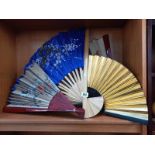 4 large signed decorative Chinese fans