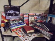 A mixed lot of books and magazines including motoring.