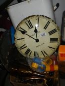 A mixed lot including metal clock, bread bin etc.,