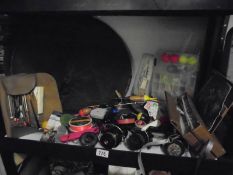 A mixed lot of fishing tackle - floats, reels, keep nets etc.,