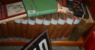 A shelf of old books.