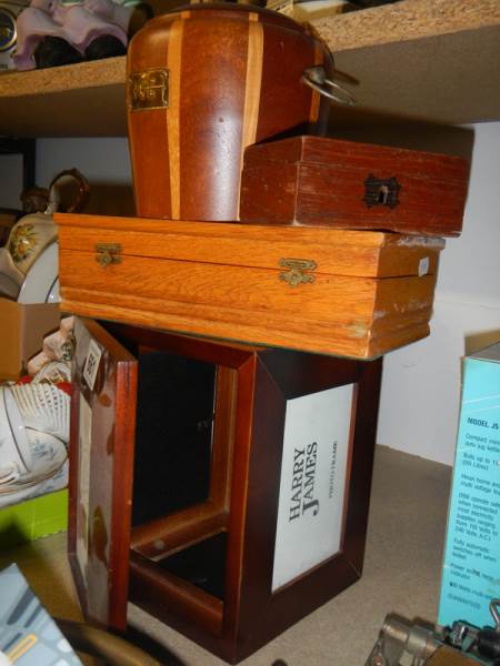 Three wooden boxes and a wooden biscuit barrel. - Image 2 of 2